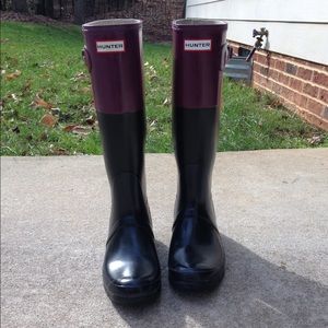 Hunter rain boots tall two tone size 9