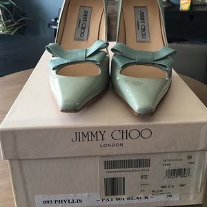 Jimmy Choo mint green patent leather pumps w box