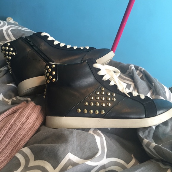 gold studded sneakers