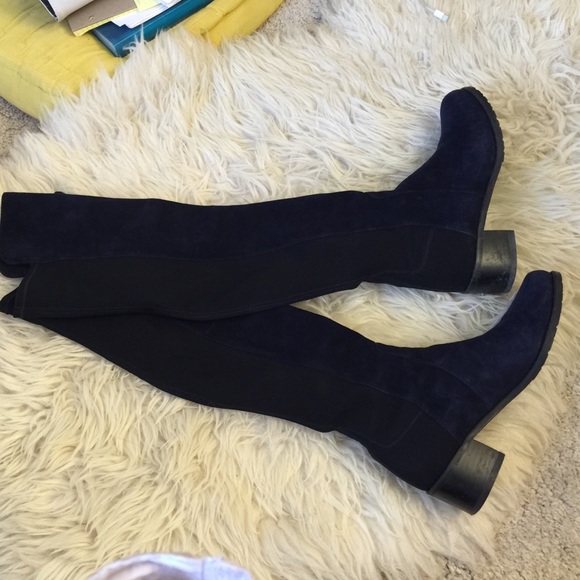 Stuart Weitzman navy suede reserve boots