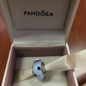 NWOTAuthentic💯Pandora Murano blue polka dot charm