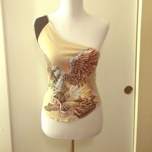 Asymmetrical glitter eagle top