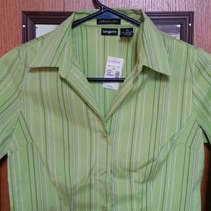 Dress Shirt- Green / White Striped