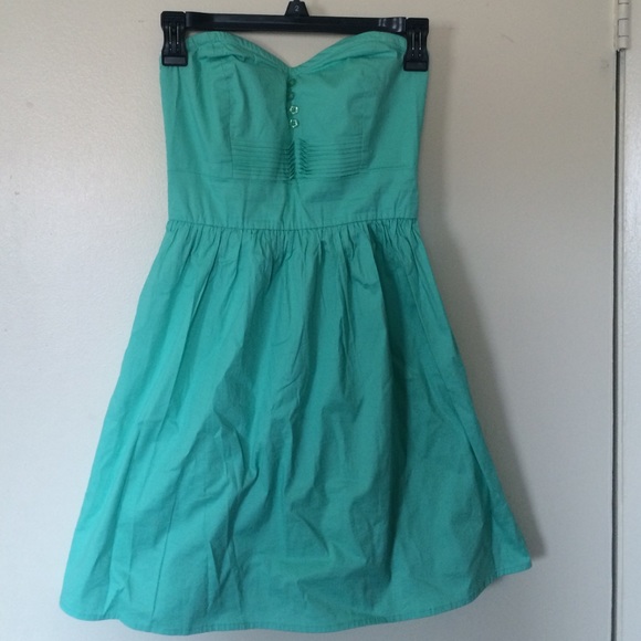 Blue-green Strapless Dress