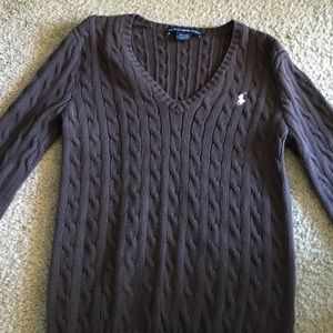 Ralph Lauren Cable Knit V Neck Sweater