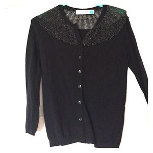 Black cardigan with sparkle neckline