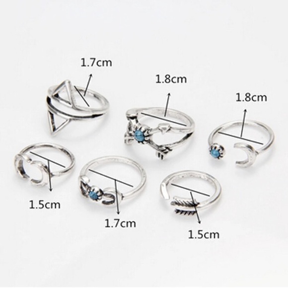 ❌SOLD OUT❌ 6-Piece Turquoise Boho Ring Set - Picture 3 of 3