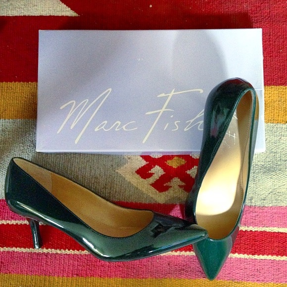 Brand New Marc Fisher Green Patent Leather Heels