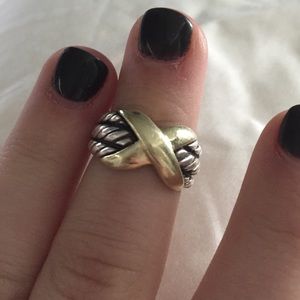 Gold and silver David Yurman cross ring
