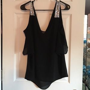 Sheer Black off the shoulder top.