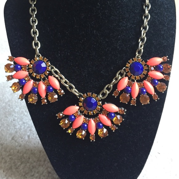 J.Crew Orange and Royal Blue Statement necklace