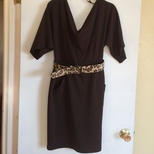 Brown Dress with leopard belt