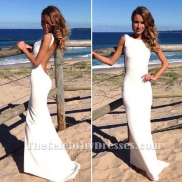 Champagne open back long dress