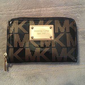 Black and gold patent Michael Kors small wallet