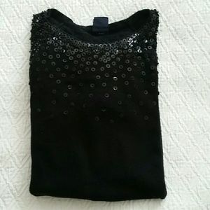 Gap 3/4 sleeve beaded black sweater