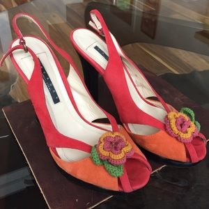 Laundry by Shelli Segal red leather heels Sz 8.5.