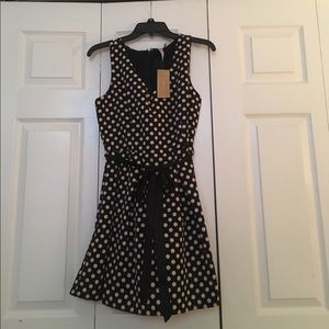 Black and Cream Polka Dot Cocktail Dress