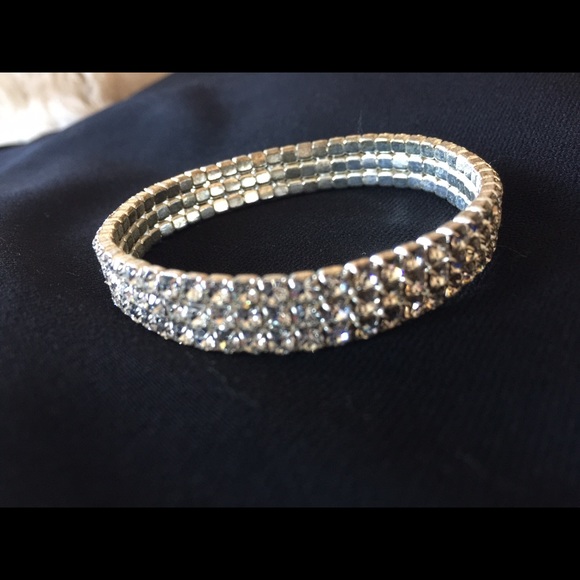 Silver Dressy Rhinestone Stretch Bracelet