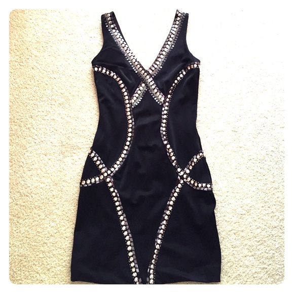 Bebe Black Tribal Bodycon Dress