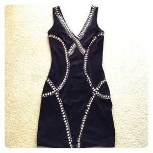 Bebe Black Tribal Bodycon Dress