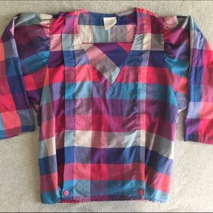 Fun Plaid Vintage Button Top