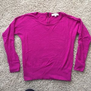 Loft sweater with back zipper detail, medium pink