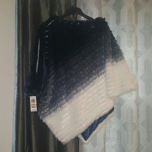 Faux fur ombre poncho