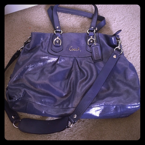Authentic Metallic Purple Coach Bag