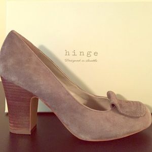 Hinge Grey Suede Heels