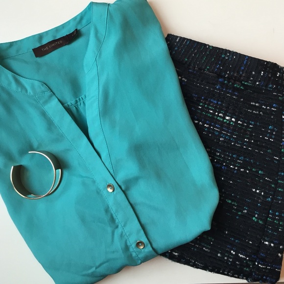 The Limited Tops - The Limited | Teal Button-Up Blouse | Size:M