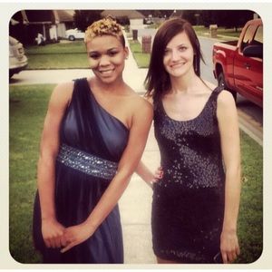 Black sequined prom dress