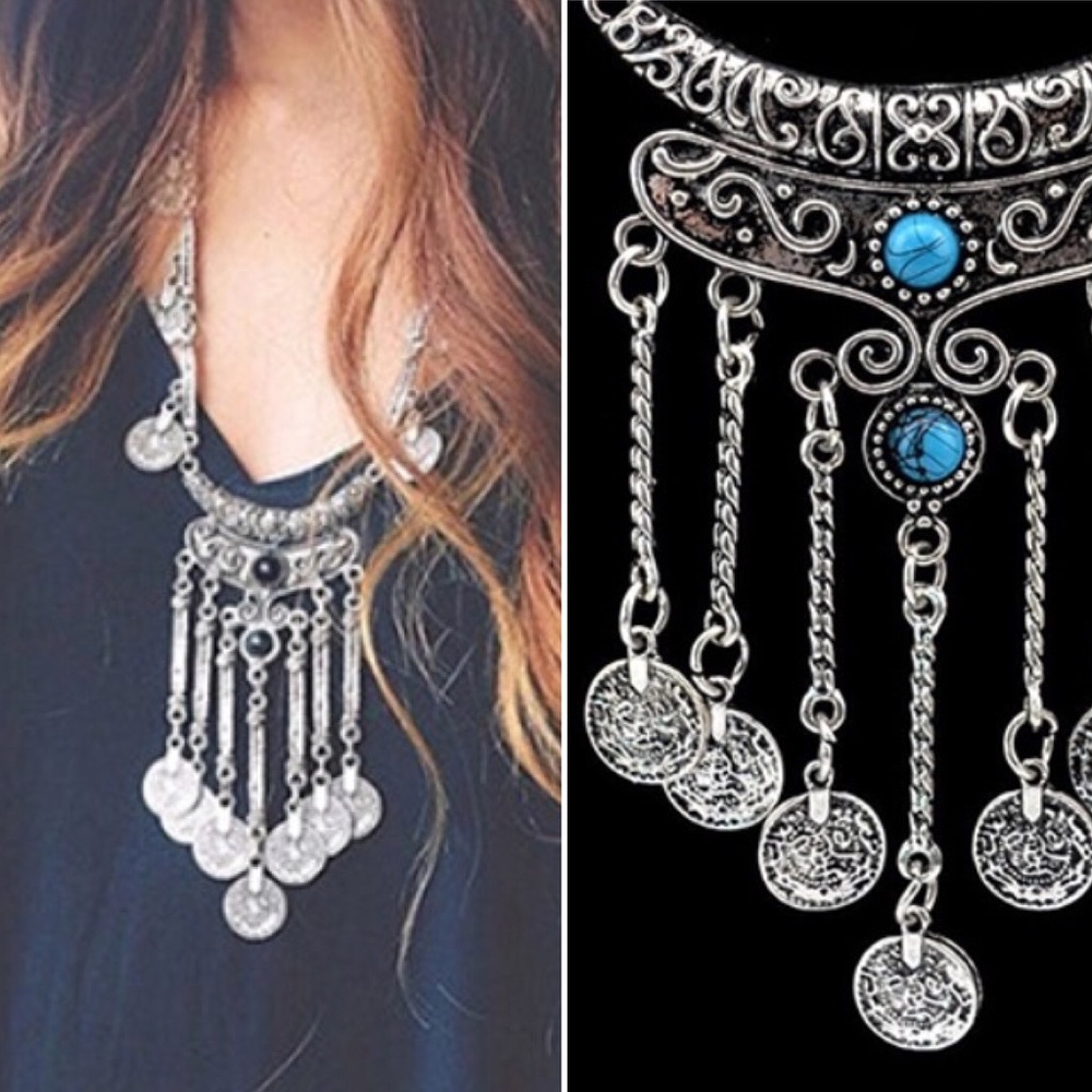 NEFERTITI Boho Necklace | Black or Turquoise