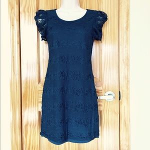 lace mini dress in sapphire
