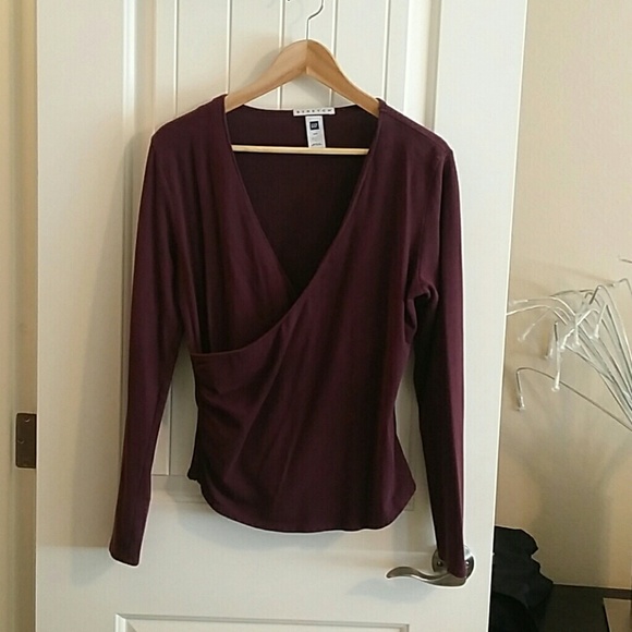 Gap Maroon wrap blouse size medium