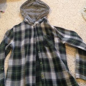 Hooded plaid shirt