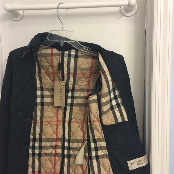 Navy Blue Quilted Jacket - Picture 3 of 4