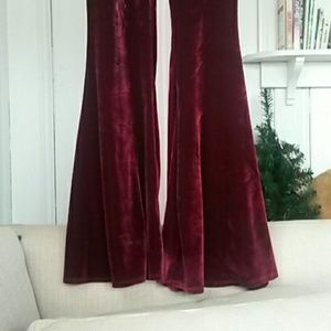 Red velvet bell bottoms