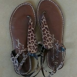 Leopard wrap sandals
