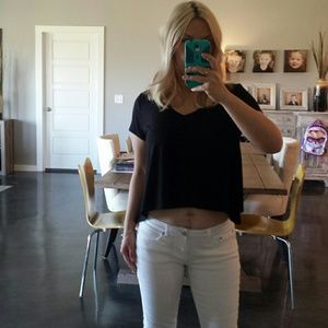 SOLD❤❤❤Black Asymmetrical Vnk Crop Top