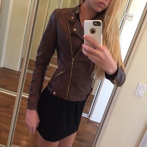 Brown leather jacket