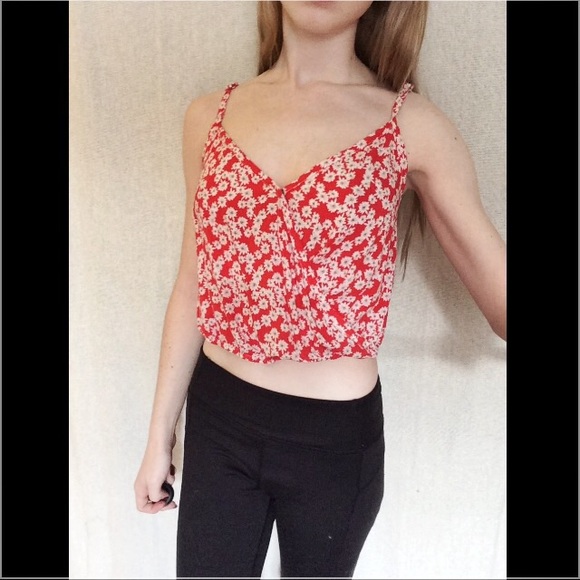 Floral Red Cropped Tank Top