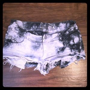 Bleach tie dye denim short shorts Brandy Melville