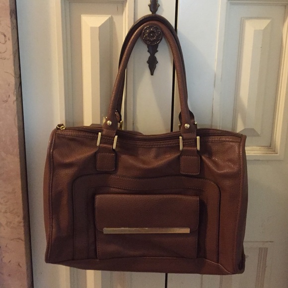 Brown leather satchel