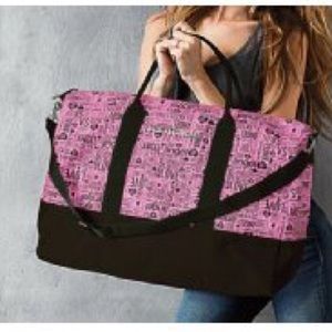 Pink and black Victoria secret travel tote