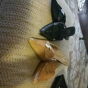 Yellowbox loafer mules! Leather /calf hair