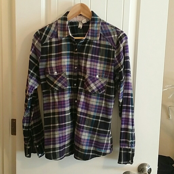 Grey purple and black flannel shirt