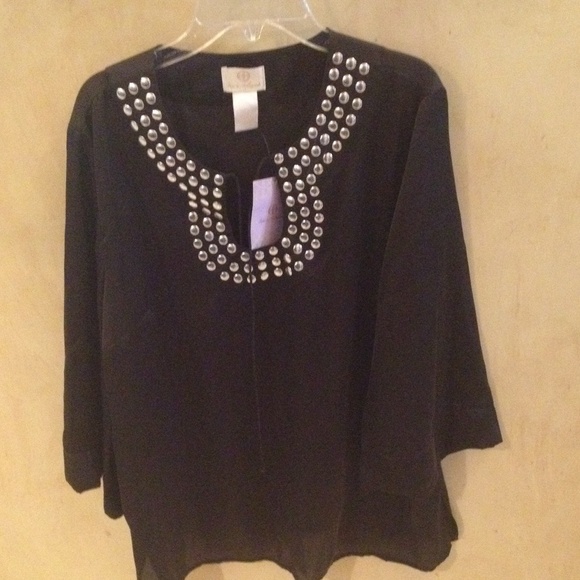 NWT- Black top with silver studs around neck line.