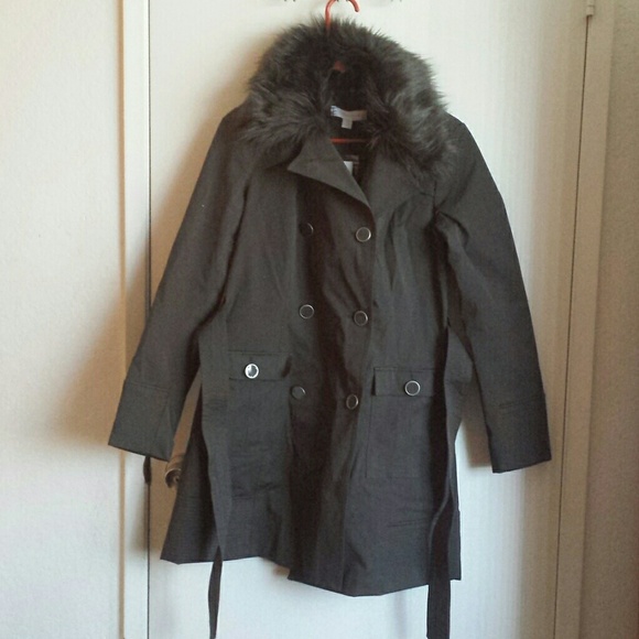 New York & Company Jackets & Blazers - SALE! NWT Olive green fur hood trench coat jacket Medium