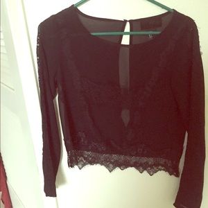 Sheer black lace blouse