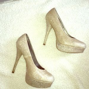 Sparkly champagne colored heels